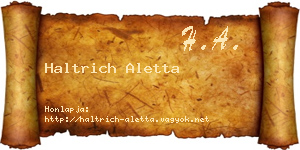 Haltrich Aletta névjegykártya